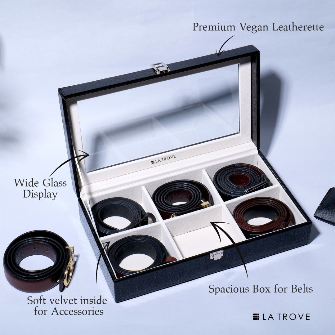 Premium 6 Slot Belt Box Glass